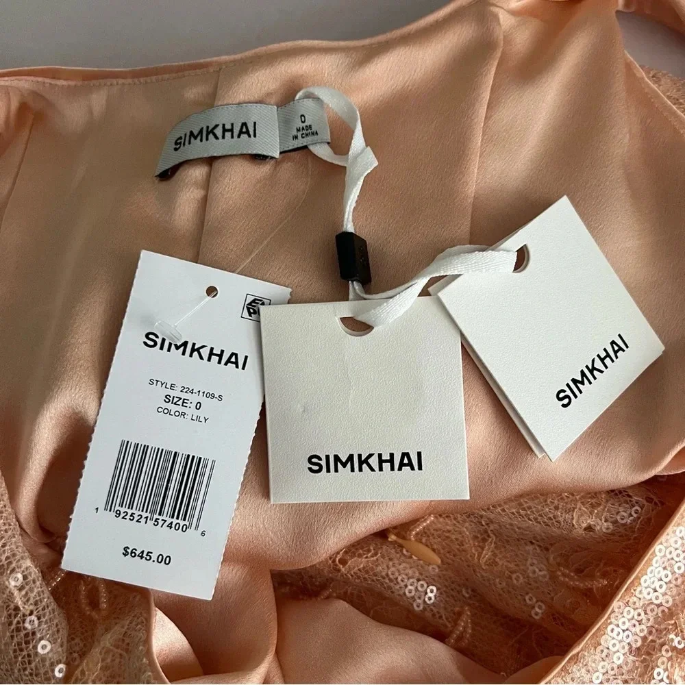 New SIMKHAI | Pallas Lily Peach Orange Beaded Tassel Fringe Mini Dress New NWT 0 - Picture 11 of 13